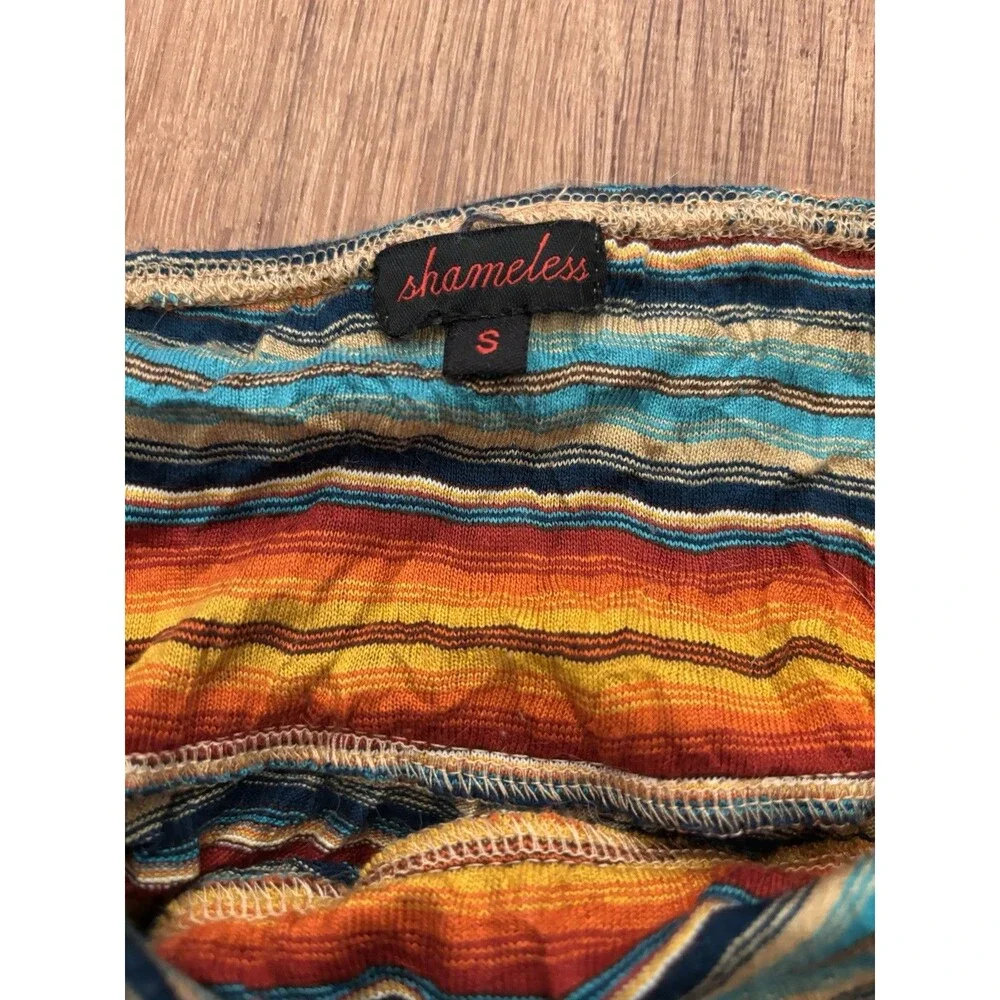 Boho Festival Shameless Sunset Multicolor Knee Length Knit Acrylic Skirt, Size S